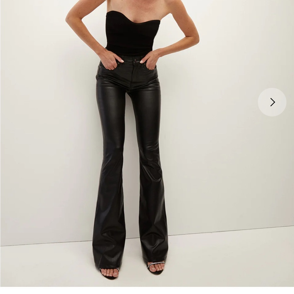 Veronica Beard Beverly Vegan Leather High Rise Flare Jeans